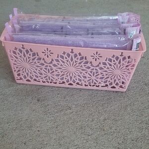 Set of (6) Lavendar Infused Exfoliant Cloths In Pink Lazer-cut Tub